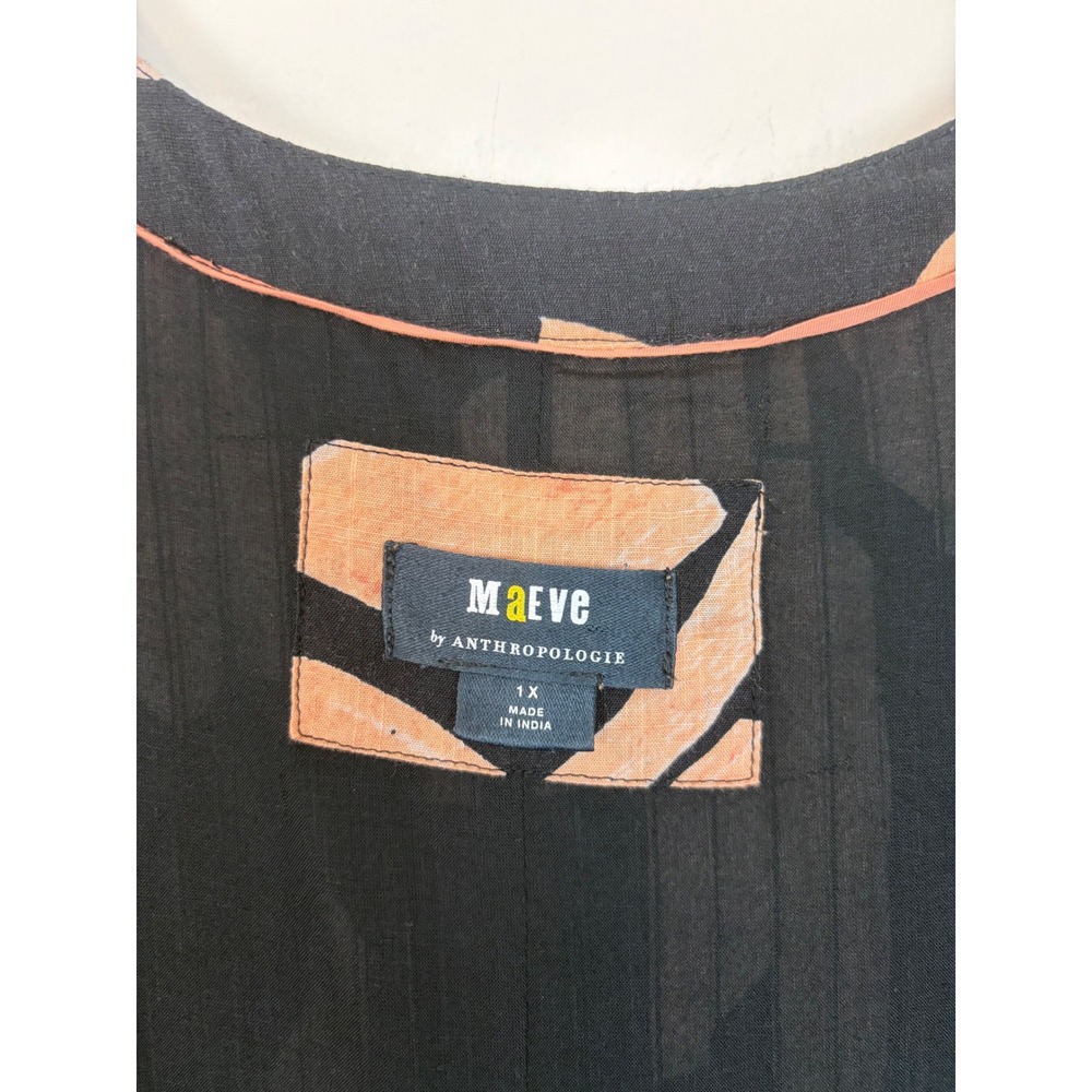 Anthropologie Maeve Cassandra Floral Maxi Dress Size 1X Black Peach Resort Boho - Picture 5 of 16